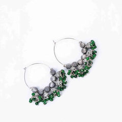 Oxidised Beaded Colourful Jhumka Hoop Earrings