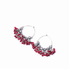 Oxidised Beaded Colourful Jhumka Hoop Earrings