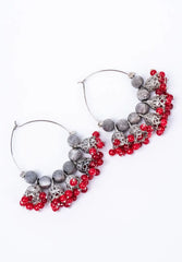 Oxidised Beaded Colourful Jhumka Hoop Earrings