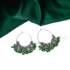 Oxidised Beaded Colourful Jhumka Hoop Earrings