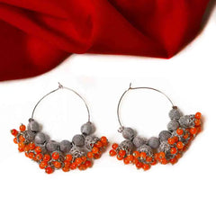 Oxidised Beaded Colourful Jhumka Hoop Earrings