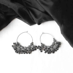 Oxidised Beaded Colourful Jhumka Hoop Earrings