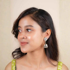 Intricate Silver Small Dome Bell Jhumka