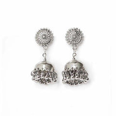 Intricate Silver Small Dome Bell Jhumka