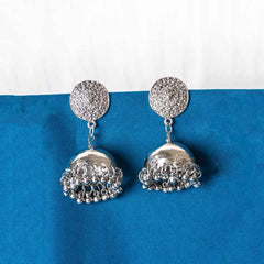 Silver Intricate Dome Bell Jhumka