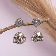Silver Intricate Dome Bell Jhumka