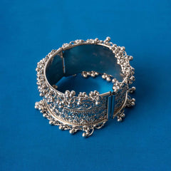 Ethnic Silver Ghungroo Cuff Bangle