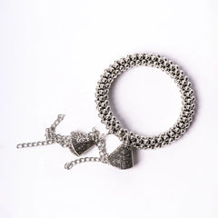Silver Beaded Triangular Chain Tassel Bracelet