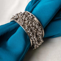 Silver Wavy Ghungroo Cuff Bracelet