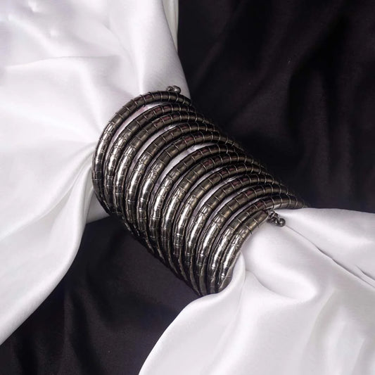 Metallic Black Toned Spiral Bracelet