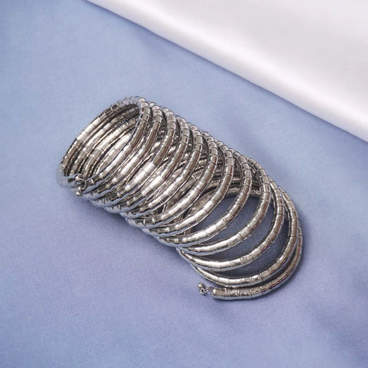 Electric Silver Toned Spiral Bracelet