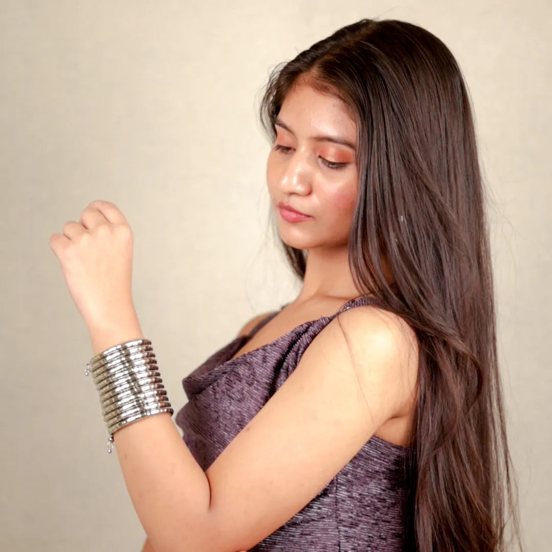 Electric Silver Toned Spiral Bracelet