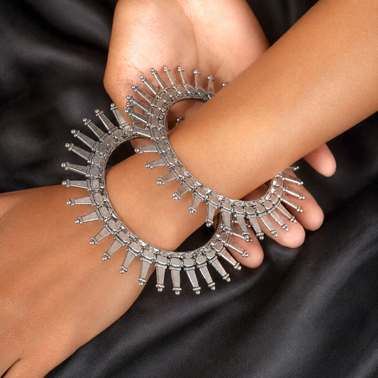Oxidised Round Spike Bangles