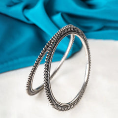 Oxidised Dot Link Round Bangles