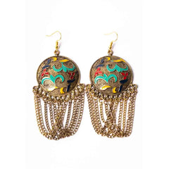 Golden Oxidised Laq Earrings
