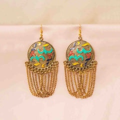 Golden Oxidised Laq Earrings