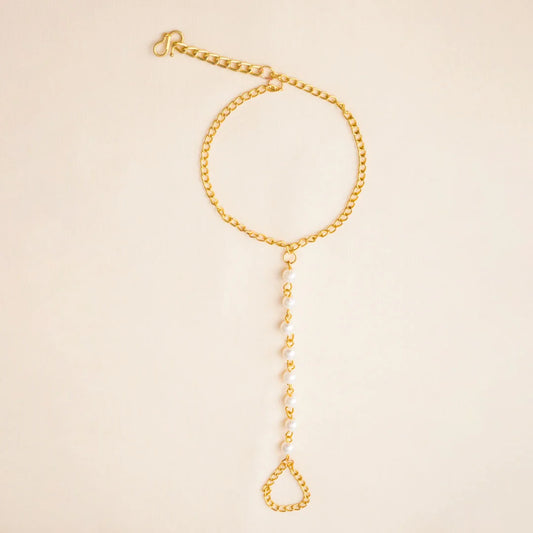Golden Pearl Ring Bracelet