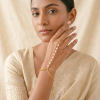 Golden Pearl Ring Bracelet
