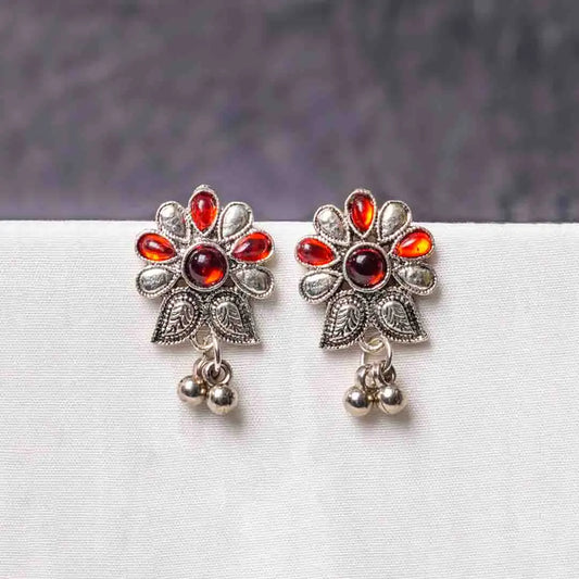 Oxidised Small Flower Studs