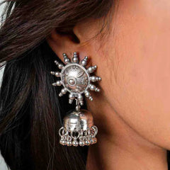 Oxidised Chakra Jhumka Earrings