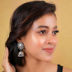 Oxidised Chakra Jhumka Earrings