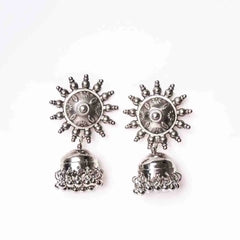 Oxidised Chakra Jhumka Earrings