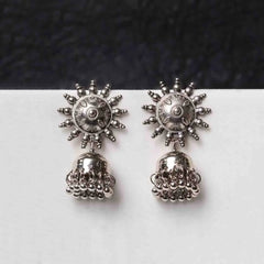 Oxidised Chakra Jhumka Earrings