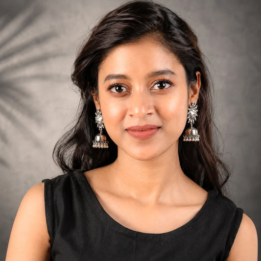 Oxidised Chakra Jhumka Earrings
