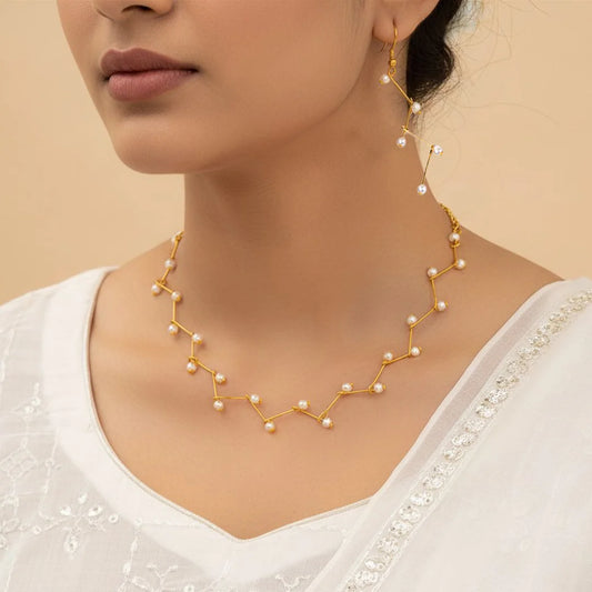 Traditional Zig Zag Pearl Link Set