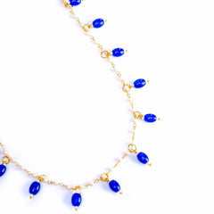 Beaded Pearl Oval Golden Necklace