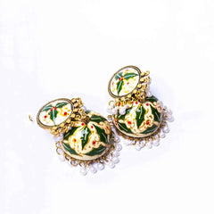 Meenakari Leaf Work Jhumka