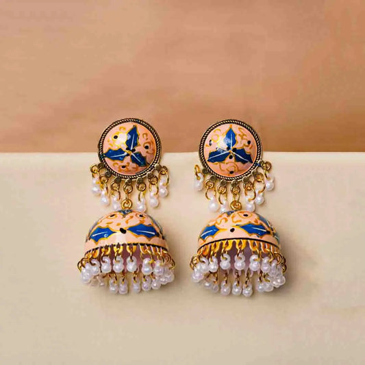 Meenakari Leaf Work Jhumka