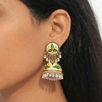 Meenakari Leaf Work Jhumka