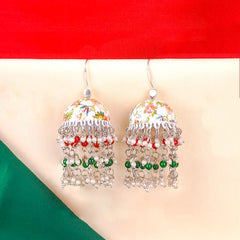 Floral Meenakari Beaded Pearl Jhumka