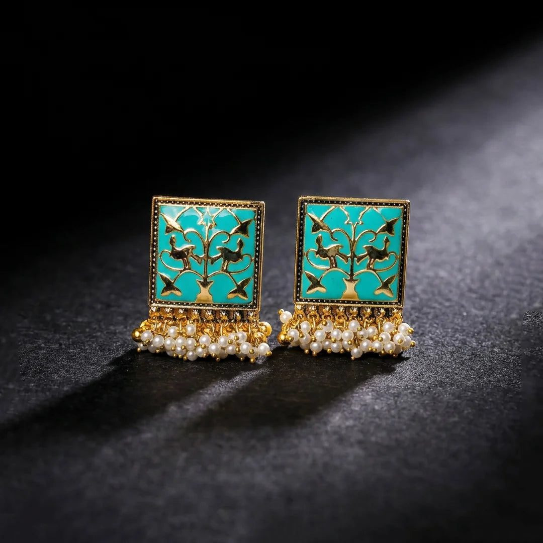 Intricate Colourful Meenakari Studs