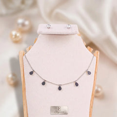 Teardrop Chain Necklace and Crystal Stud Earrings Set