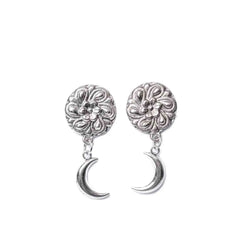 Intricate Floral Crescent Stud Earrings