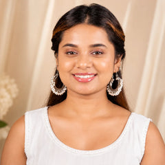 Silver Tone Mogra Pearl Hoop Earrings