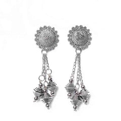 Oxidised Beaded Chain Dangle Earrings