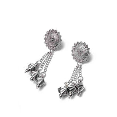Oxidised Beaded Chain Dangle Earrings