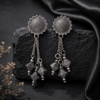 Oxidised Beaded Chain Dangle Earrings