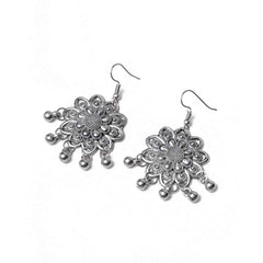 Floral Oxidised Drop Earrings