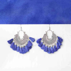 Colourful Tassel Oxidised Bali Earrings