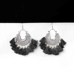 Colourful Tassel Oxidised Bali Earrings