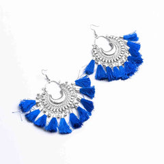 Colourful Tassel Oxidised Bali Earrings
