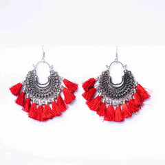 Colourful Tassel Oxidised Bali Earrings