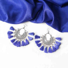 Colourful Tassel Oxidised Bali Earrings