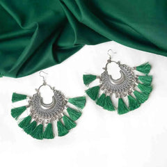 Colourful Tassel Oxidised Bali Earrings