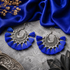 Colourful Tassel Oxidised Bali Earrings