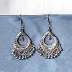 Silver Teardrop Ghungroo Earrings